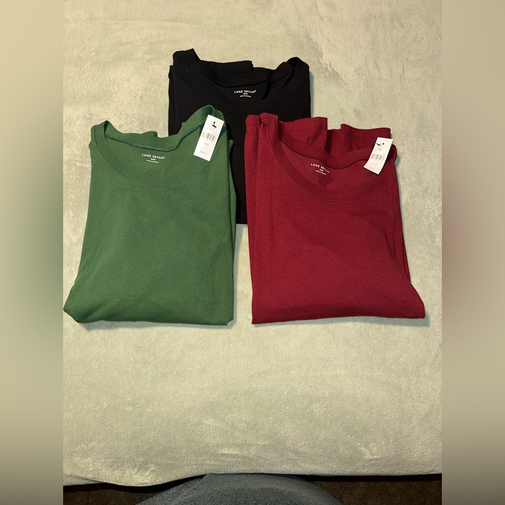 Lane Bryant 26/28 Puff-Sleeve Crew-Neck Tee - Bundle Lot of 3 Shirts